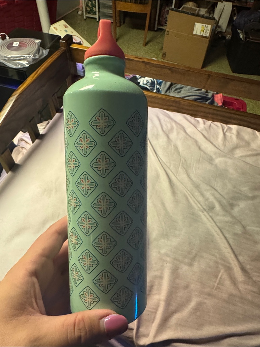 Decorative Mint Ceramic Bottle with Coral Stopper - Home Dining Accent